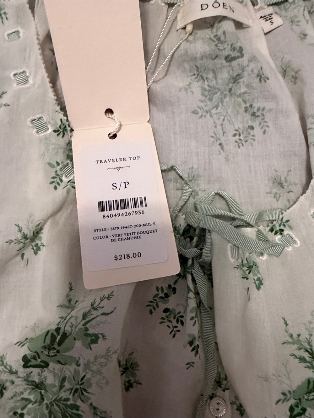 Doen Traveler Cream Floral Tie-Neck Sleeveless Blouse - Picture 2 of 5
